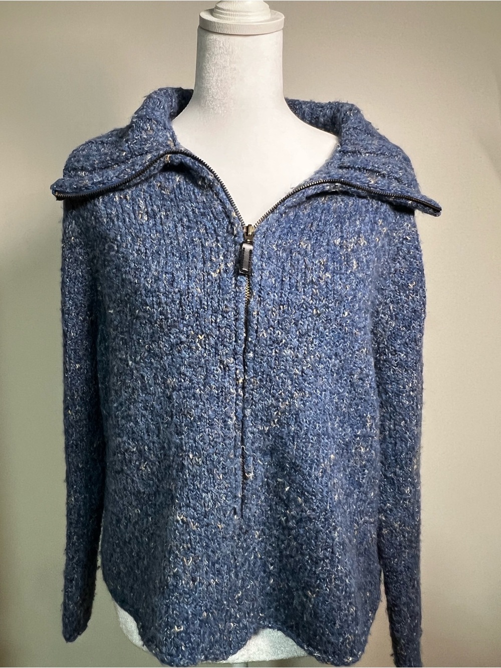 Charter Club Blue Zip-Front Teddy Bouclé Jacket